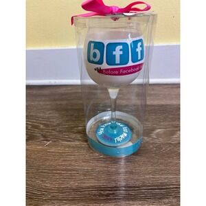 Mud Pie BFF Wine Glass Before Facebook Friend Gift Present‎